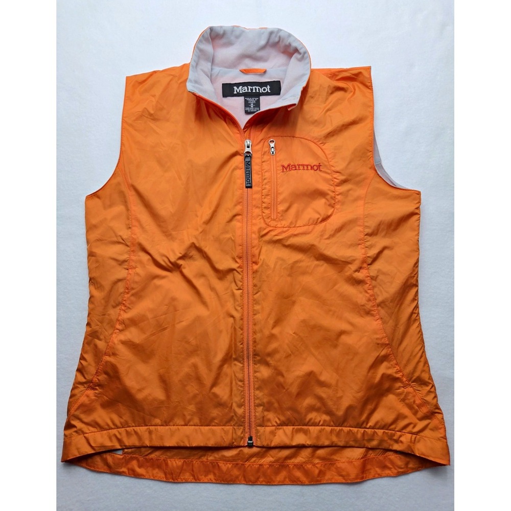 Marmot DriClime Vest Womens M Orange Windbreaker Hiking Full Zip J1052-2-MPT